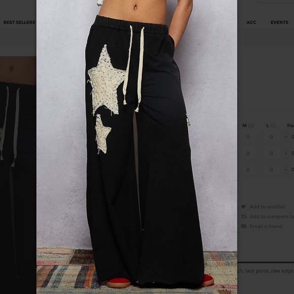 POL Pants - 💪🏻POL “ Sarasota 3 “ POL French Terry Wide Leg Pants with Star Patch Detail 24